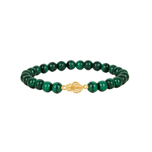 Casa Padrino Armband Herz von Viana aus 19,2Kt Gold mit Malachit