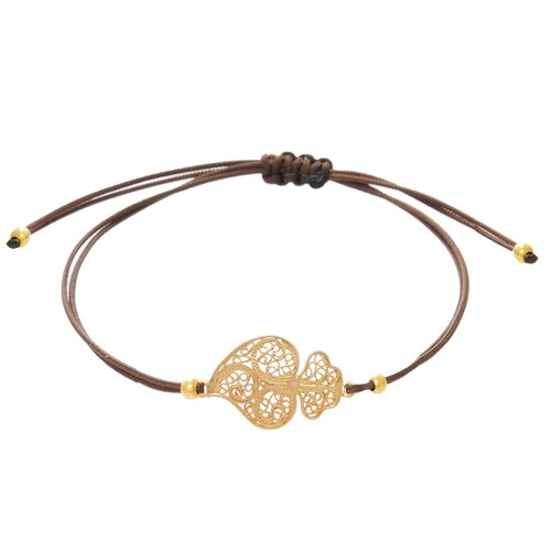 Casa Padrino Armband Herz von Viana aus Vergoldetem Silber mit Kordel