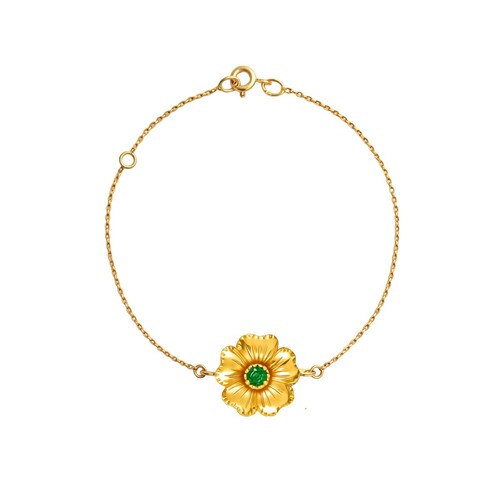 Casa Padrino Armband Kirschbl�te aus 19,2Kt Gold mit Smaragd