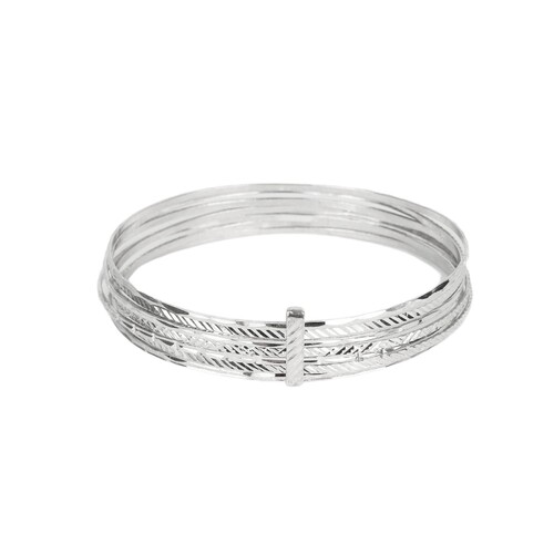 Casa Padrino Armband Sieben Armreife aus Sterlingsilber