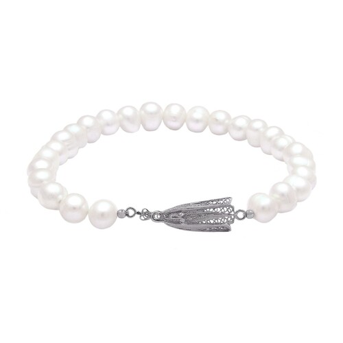 Casa Padrino Armband Unsere Liebe Frau von F�tima aus Sterlingsilber mit Perlen
