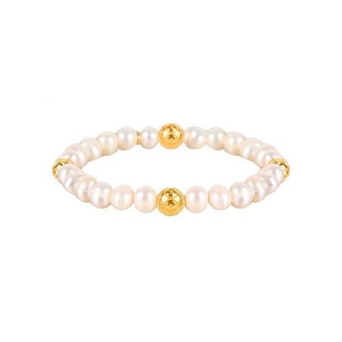 Casa Padrino Armband vier Contas de Viana aus Vergoldetem Silber mit Perlen