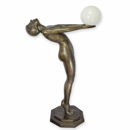 Casa Padrino Art Deco Bronze Stehleuchte Bronze / Wei� H. 150 cm - Art Deco Leuchten