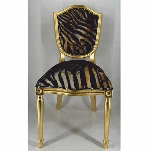 Casa Padrino Art Deco Esszimmer Stuhl Gold / Schwarz - Art Deco Esszimmer M�bel