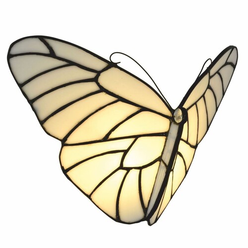 Casa Padrino Art Deco Tiffany LED Wandleuchte Schmetterling Wei� / Schwarz - Tiffany Leuchten