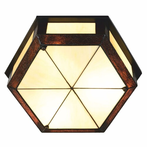 Casa Padrino Art Deco Tiffany Deckenleuchte Beige / Rotbraun 52 cm - Art Deco Leuchten - Tiffany Leuchten