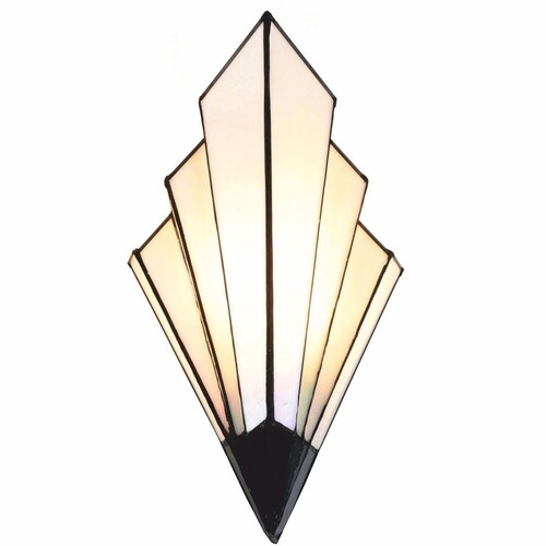 Casa Padrino Art Deco Tiffany Wandleuchte Wei� / Schwarz H. 39 cm - Tiffany Leuchten