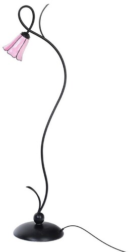 Casa Padrino Art Deco Tiffany Stehleuchte Schwarz / Pink H. 160,5 cm - Tiffany Leuchten