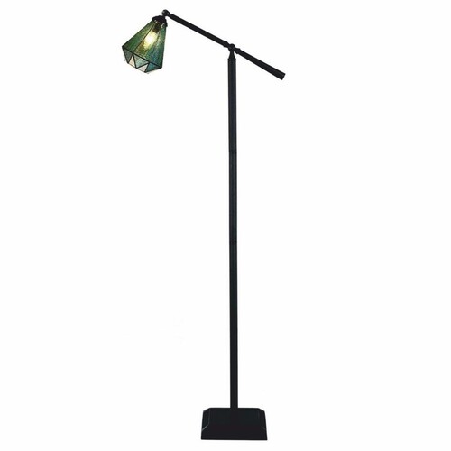 Casa Padrino Art Deco Tiffany Stehleuchte Gr�n / Schwarz H. 185 cm - Tiffany Leuchten
