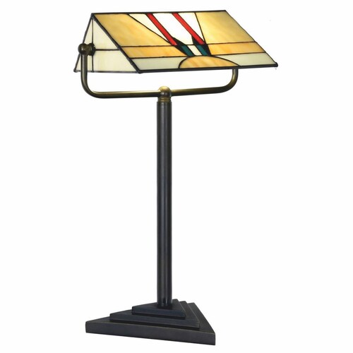 Casa Padrino Art Deco Tiffany Tischleuchte Schwarz / Bunt H. 44,5 cm - Tiffany Leuchten
