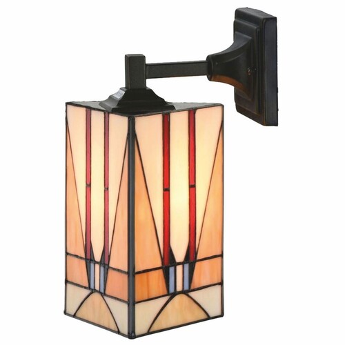 Casa Padrino Art Deco Tiffany Wandleuchte Bunt / Schwarz H. 37 cm - Tiffany Leuchten