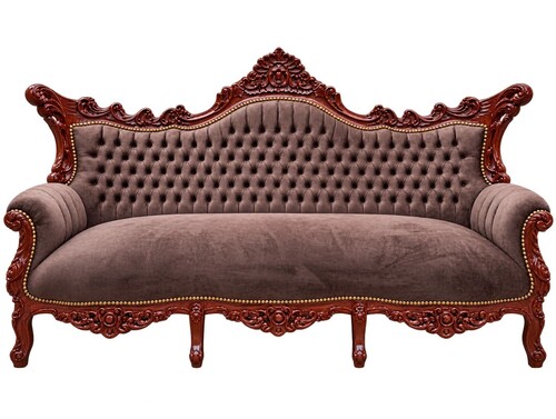 Casa Padrino Barock 3-er Sofa Master im Antik Stil, Massivholz in Braun / Braun, 184 x 125 x 81 cm