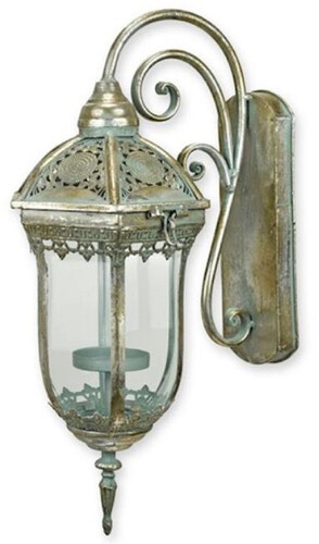 Casa Padrino Barock Au�en Wandlaterne Antik Silber 16,5 x 26,6 x H. 45,4 cm - Barock Outdoor Laterne - Garten Wand Laterne im Barockstil - Barock Au�enbeleuchtung