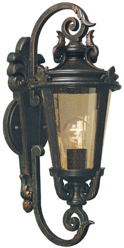 Casa Padrino Barock Au�enwandleuchte Antik Schwarz / Bronze / Bernsteinfarben 22,5 x 22 x H. 55 cm - Nostalgische Balkon Garten Terrassen Au�enleuchte - Nostalgische Au�enleuchten