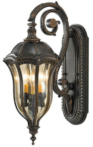 Casa Padrino Barock Au�enwandleuchte Braun / Bronze / Gold 24,1 x 35,6 x H. 57,8 cm - Elegante Balkon Garten Terrassen Au�enleuchte - Au�enbeleuchtung im Barockstil