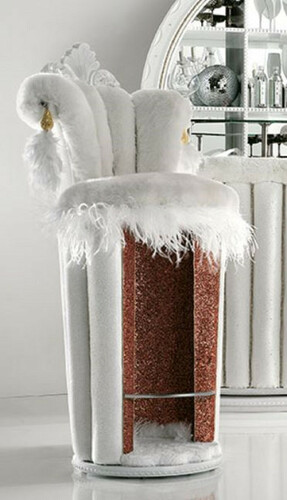 Casa Padrino Luxus Barock Barstuhl Wei� / Rot / Gold - Prunkvoller Barhocker im Barockstil - Prunkvolle Barock Bar & Hotel M�bel - Erstklassische Qualit�t - Made in Italy