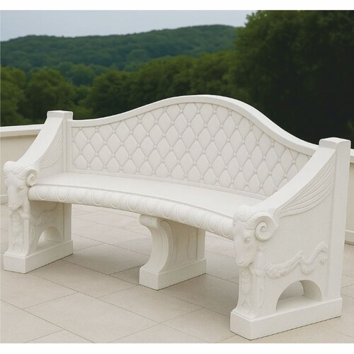 Casa Padrino Barock Beton Gartenbank Wei� 196 cm - Barock Garten & Terrassen M�bel