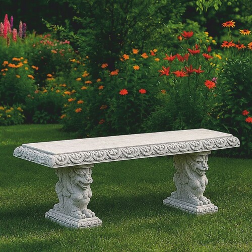 Casa Padrino Barock Beton Gartenbank Grau 158 cm - Barock Garten M�bel - Made in Italy