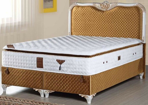 Casa Padrino Barock Bett mit Matratze Gold / Wei� - Edles Doppelbett im Barockstil - Schlafzimmerm�bel