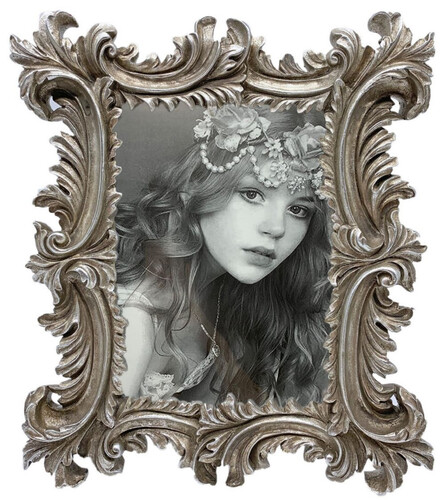 Casa Padrino Barock Bilderrahmen Antik Silber 13 x H. 18 cm - Antik Stil Bilderrahmen - Wohnzimmer Deko - Schreibtisch Deko - Deko Accessoires im Barockstil