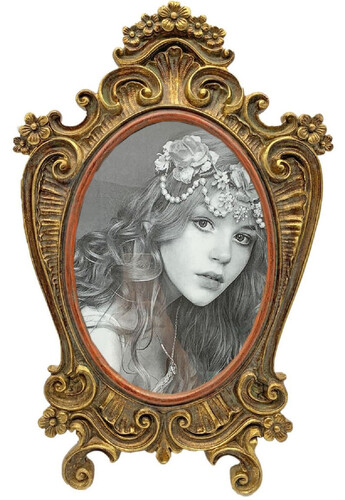 Casa Padrino Barock Bilderrahmen Antik Gold / Antik Rot 13 x H. 18 cm - Antik Stil Bilderrahmen - Schreibtisch Deko - Wohnzimmer Deko - Deko Accessoires im Barockstil - Edel & Prunkvoll