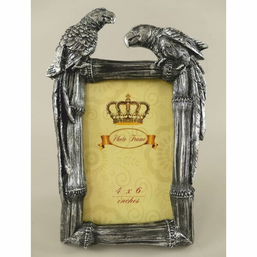 Casa Padrino Barock Bilderrahmen Papageien Antik Silber H. 23 cm - Barockstil Deko Accessoires