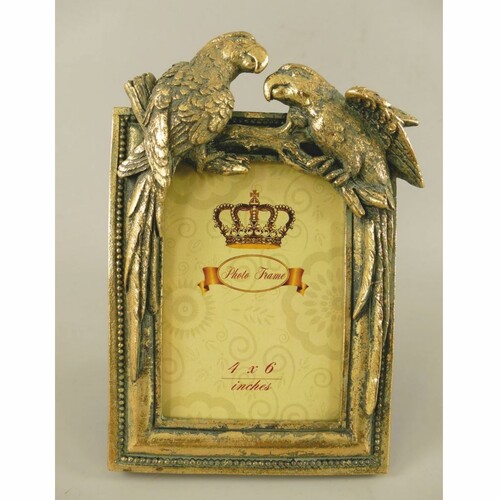 Casa Padrino Barock Bilderrahmen Papageien Antik Gold H. 23 cm - Barockstil Deko Accessoires