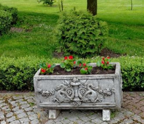 Casa Padrino Barock Blumenk�bel Antik Grau 36 x 81 x H. 43 cm - eckiges Blumengef�� im Barockstil - Blumenk�bel - Pflanzk�bel Jugendstil