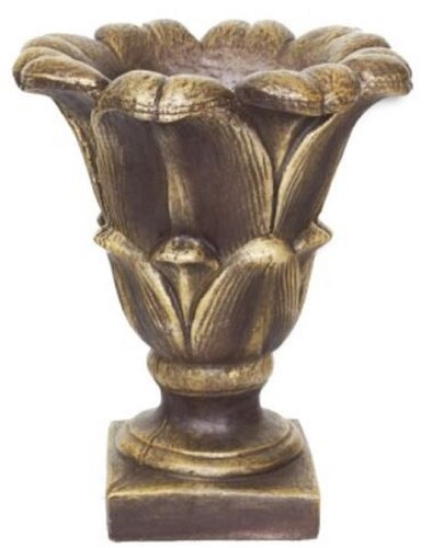 Casa Padrino Barock Blumentopf Antik Braun / Gold  49 x H. 58 cm