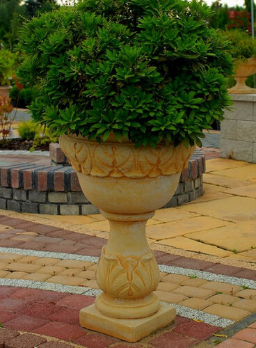 Casa Padrino Barock Blumentopf Beige  53 x H. 80 cm - Runder Pflanzentopf im Barockstil - Barock Garten & Terrassen Deko