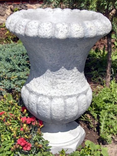 Casa Padrino Barock Blumentopf Grau  39 x H. 54 cm - Runder Prunkvoller Pflanzentopf im Barockstil