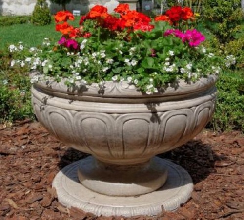 Casa Padrino Barock Blumentopf  80 x H. 52 cm - Runder Prunkvoller Pflanzentopf im Barockstil - Special!