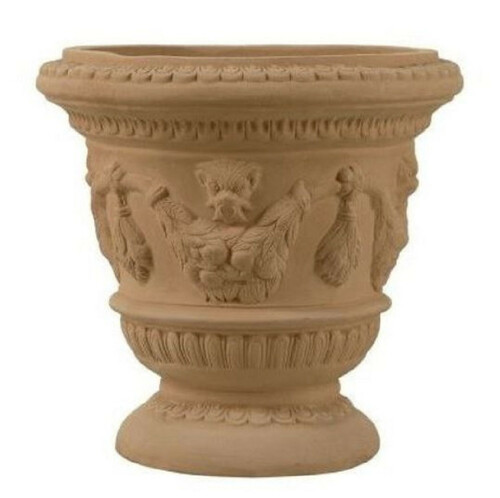 Casa Padrino Barock Blumentopf Terracotta  42 x H. 41 cm - Handgefertigte Keramik Pflanzentopf - Balkon Terrassen Garten Deko im Barockstil