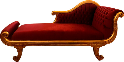 Casa Padrino Barock Chaiselongue Modell XXL Bordeaux Rot / Gold - Antik Stil - Recamiere Wohnzimmer M�bel
