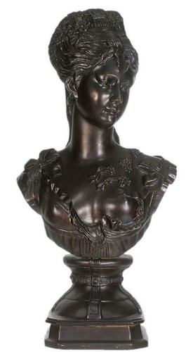 Casa Padrino Barock Damen B�ste Schwarz 37 x 22 x H. 70 cm - Dekofigur im Barockstil