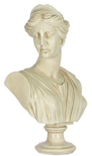 Casa Padrino Barock Damen B�ste Creme 35 x 20 x H. 50 cm - Dekofigur im Barockstil