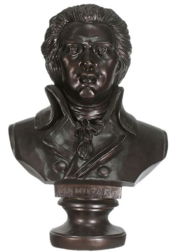Casa Padrino Barock Mozart B�ste Schwarz 50 x 25 x H. 65 cm - Dekofigur im Barockstil