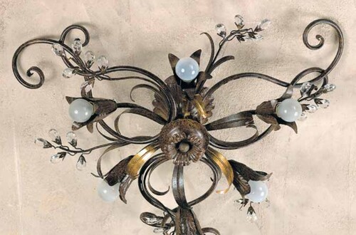 Casa Padrino Barock Deckenleuchte  70 x T. 22 cm 6-flammig - Handgefertigte Leuchte aus Italien - Barock Leuchten