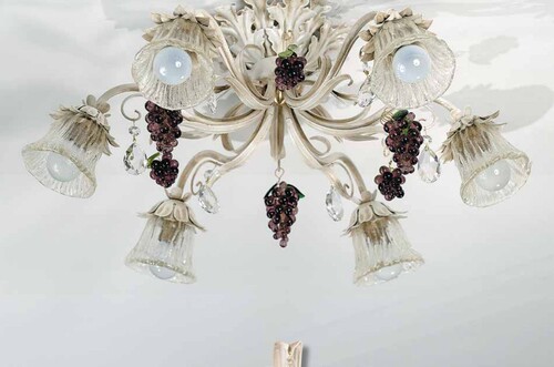Casa Padrino Barock Deckenleuchte Antikwei�  65 x T. 25 cm 6-flammig - Handgefertigte Leuchte aus Italien - Barock Leuchten