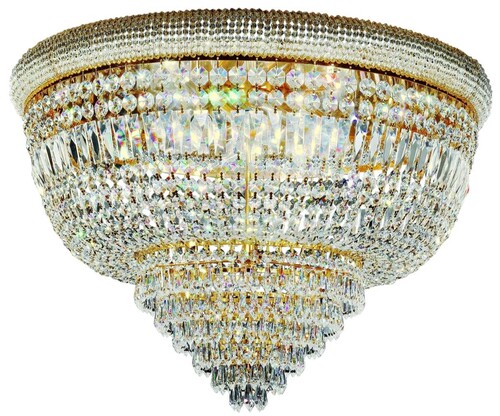 Casa Padrino Barock Kristall Deckenleuchte Messing / Gold  66 x H. 45 cm - Prunkvoller Decken Kronleuchter - Barock Leuchten