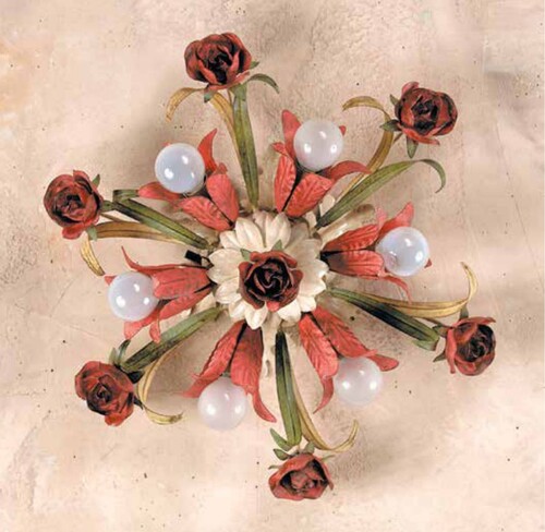 Casa Padrino Barock Deckenleuchte Pastell  45 x T. 15 cm 6-flammig - Handgefertigte Leuchte aus Italien - Barock Leuchten