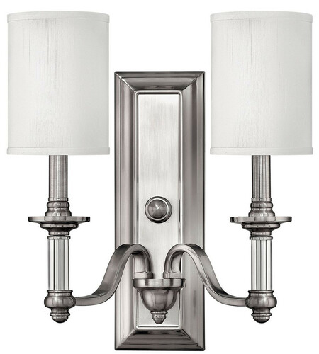 Casa Padrino Jugendstil Doppel Wandleuchte Silber / Wei� 39,4 x 17,1 x H. 40 cm - Elegante Hotel & Restaurant Wandlampe - Barock & Jugendstil Wandleuchten