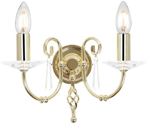Casa Padrino Barock Doppel Wandleuchte Messing 32 x 17,5 x H. 22 cm - Elegante Wohnzimmer Wandlampe - Wandleuchten im Barockstil