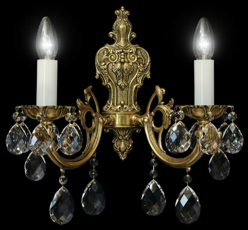 Casa Padrino Luxus Barock Kristall Wandleuchte Bronze 21 x H. 37 cm - Prunkvolle Wandlampe mit B�hmischem Kristallglas - Edel & Prunkvoll