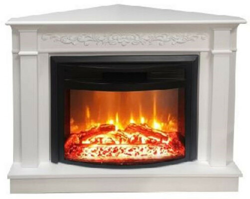 Casa Padrino Barock Elektro Eckkkamin Wei� / Schwarz 107 x 63 x H. 84 cm - Wohnzimmer Deko Kamin mit Fernbedienung - Wohnzimmer M�bel im Barockstil - Barock M�bel - Barock Elektro Kamine