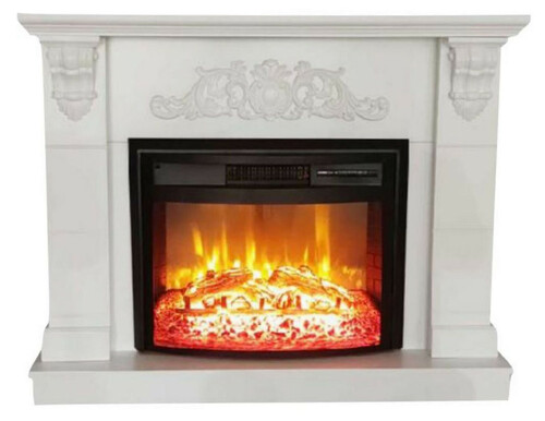 Casa Padrino Barock Elektrokamin Wei� / Schwarz 120 x 33 x H. 104 cm - Wohnzimmer Deko Kamin mit Fernbedienung - Wohnzimmer M�bel im Barockstil - Barock M�bel - Barock Elektro Kamine