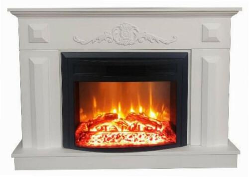 Casa Padrino Barock Elektrokamin Wei� / Schwarz 125 x 35 x H. 88 cm - Wohnzimmer Deko Kamin mit Fernbedienung - Wohnzimmer M�bel im Barockstil - Barock M�bel - Barock Elektro Kamine