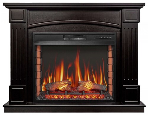 Casa Padrino Barock LED Elektrokamin Schwarz 114 x 34 x H. 90,3 cm