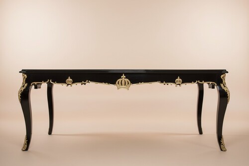 Casa Padrino Barock Esstisch Pomp��s von Harald Gl��ckler, Schwarz / Gold, 200 x 90 x 80 cm