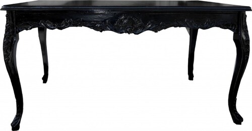 Casa Padrino Barock Esstisch mit Glasplatte Schwarz 160 cm - Barock Esszimmer M�bel